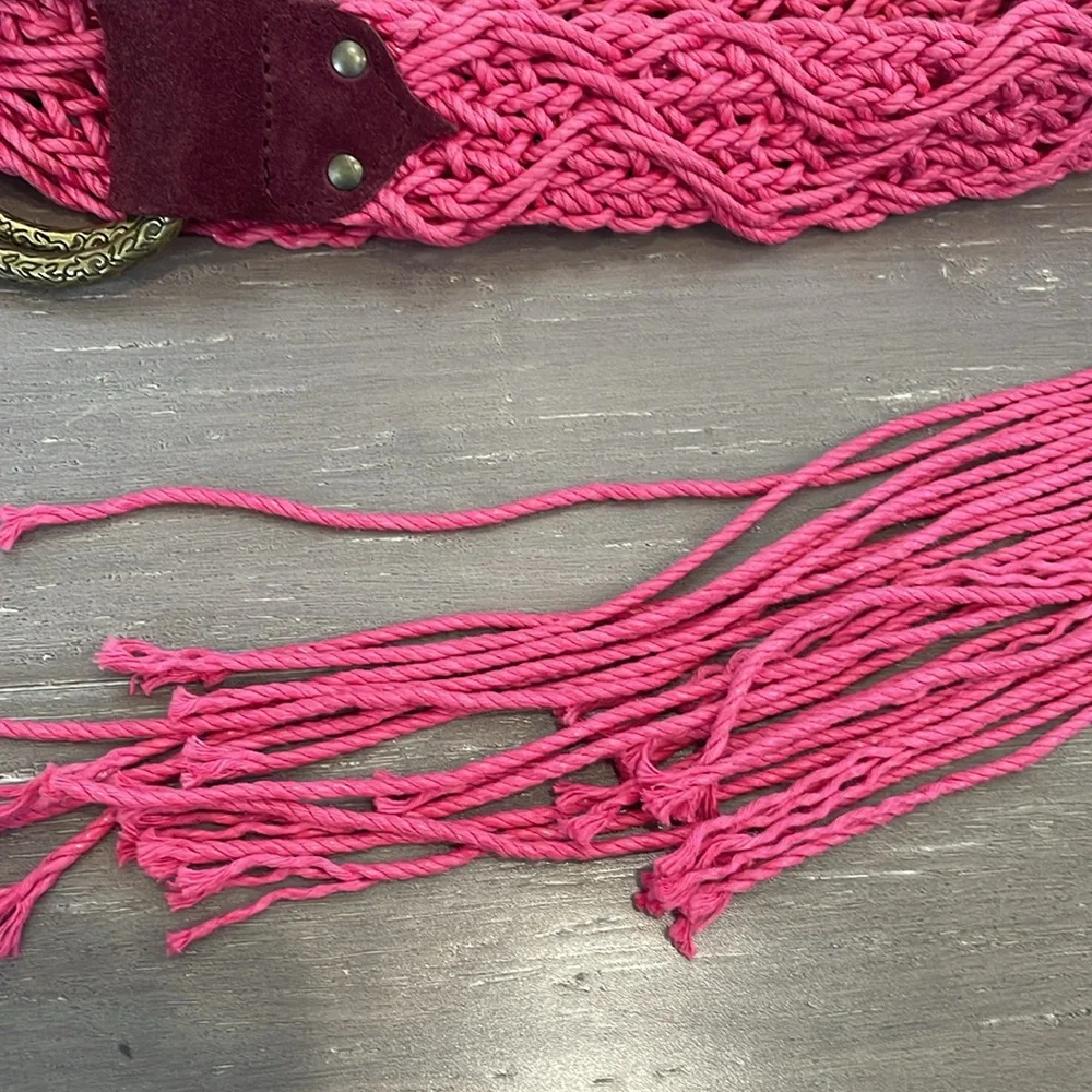 NWOT Diesel pink suede braided 36 inch 90’s Y2K festival belt gold buckle